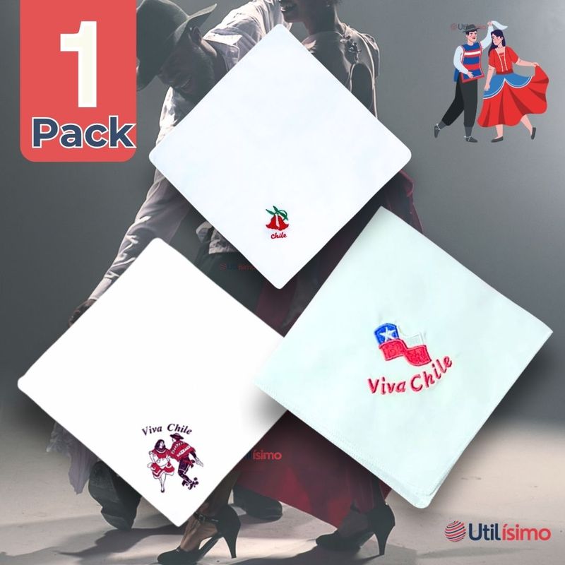 UTILISIMO - Pañuelo Baile Cueca 36 CM Bordados Fiestas Patrias Surtidos