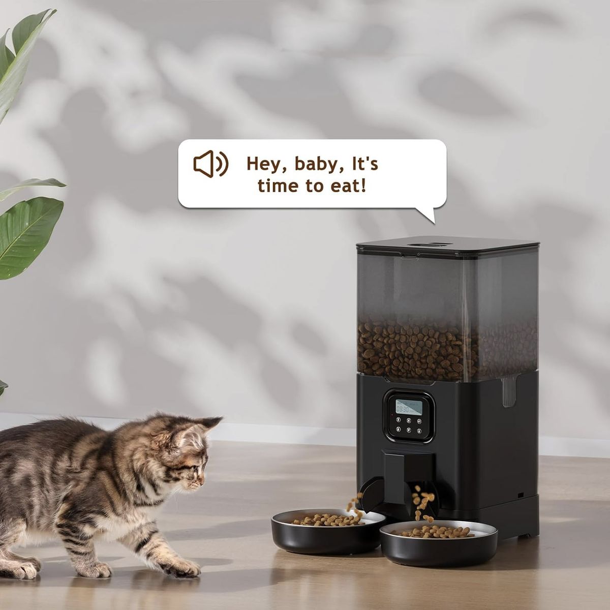 RAGNAR - Dispensador De Comida Para Gatos Perro Automático Negro 6l