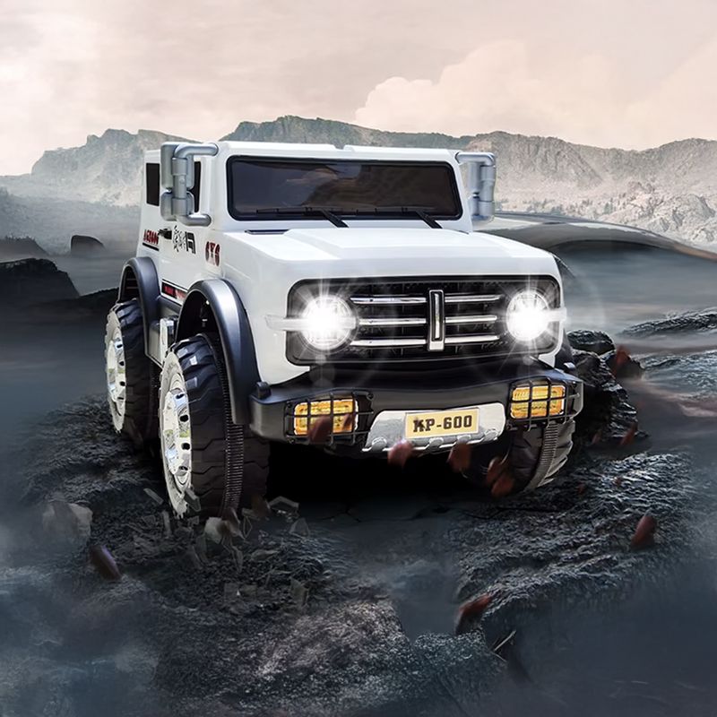 CASA BELLA - Jeep Eléctrico BLANCO  para Niños Modelo LB6887 – 12V 2 Motores + Control Remoto