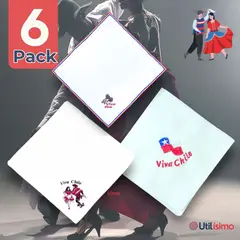 UTILISIMO - Pack 6 Pañuelos Baile Cueca 45 CM Bordados Fiestas Patrias Surtidos