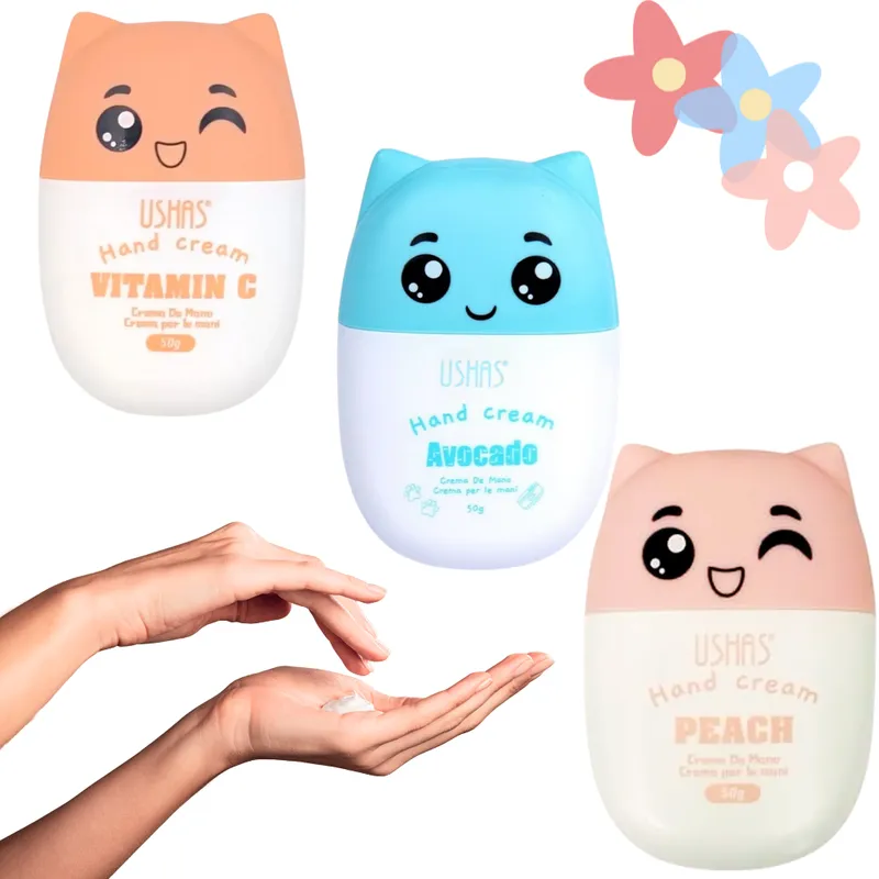 USHAS - Pack De Crema De Manos X3 -durazno/palta/vitamina C-   KAWAI