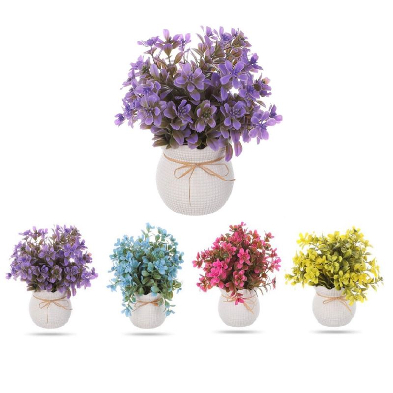 HOMEY - Pack 4 Macetas Homey Con Planta Artificial, Colores Surtidos,21*9cm