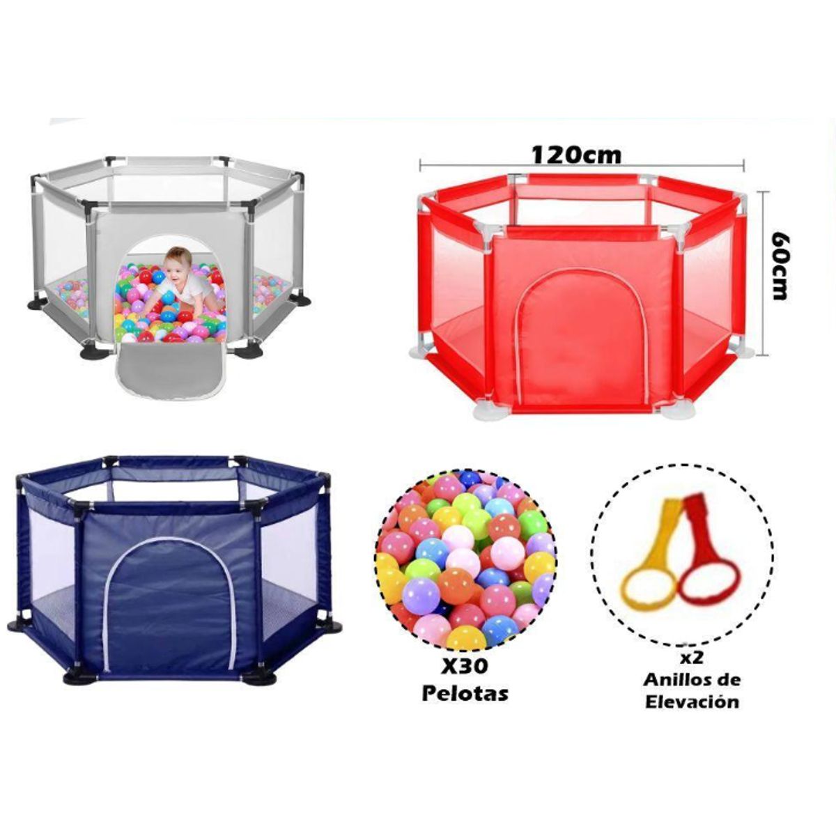 GENERICO - Corral De Seguridad Hexagonal Para Niños Color Gris