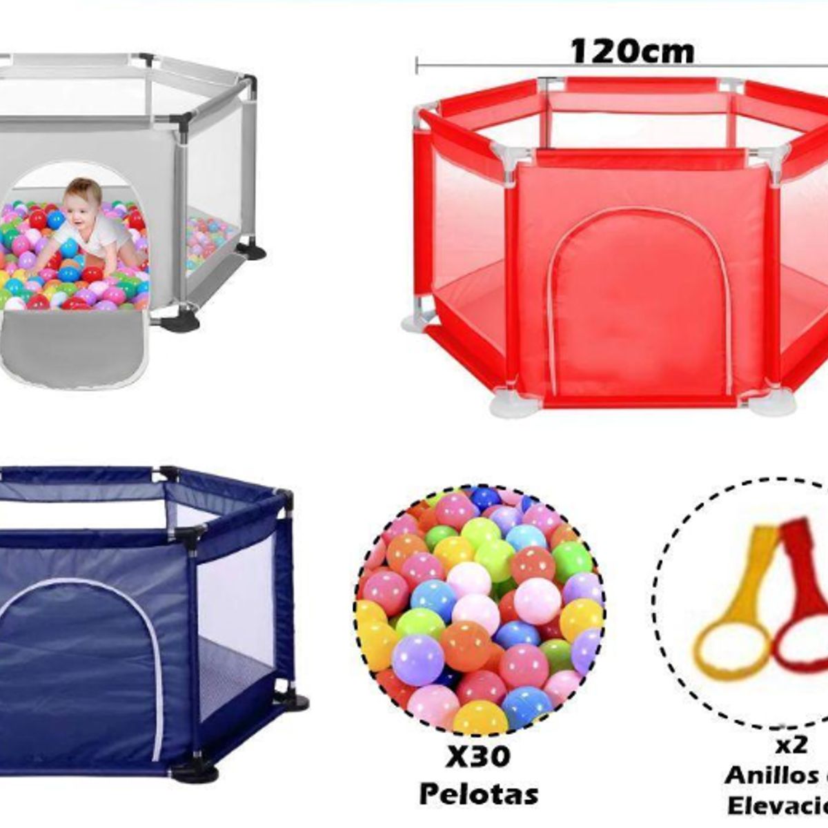 GENERICO - Corral De Seguridad Hexagonal Para Niños Color Rojo