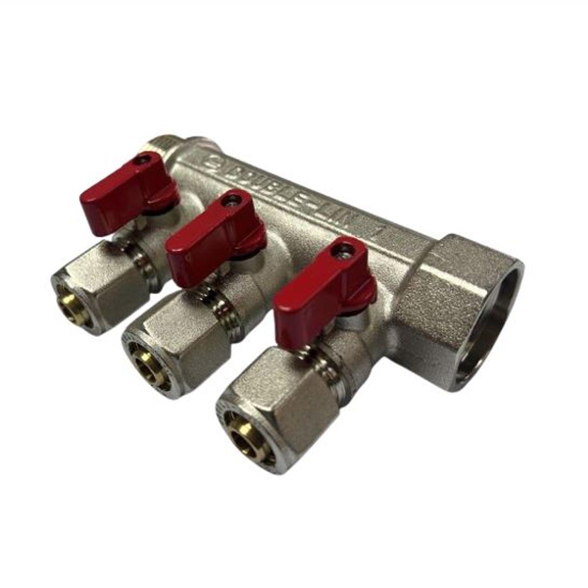 GENERICO - MANIFOLD PARA AGUA 1 PULGADA 16 MM PEX MANILLA ROJA 3VIAS