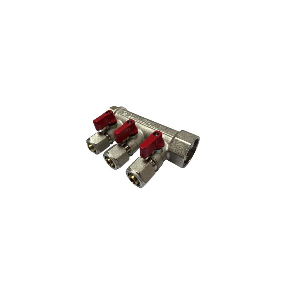GENERICO - MANIFOLD PARA AGUA 1 PULGADA 16 MM PEX MANILLA ROJA 3VIAS