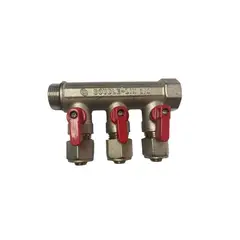 GENERICO - MANIFOLD PARA AGUA 1 PULGADA 16 MM PEX MANILLA ROJA 3VIAS