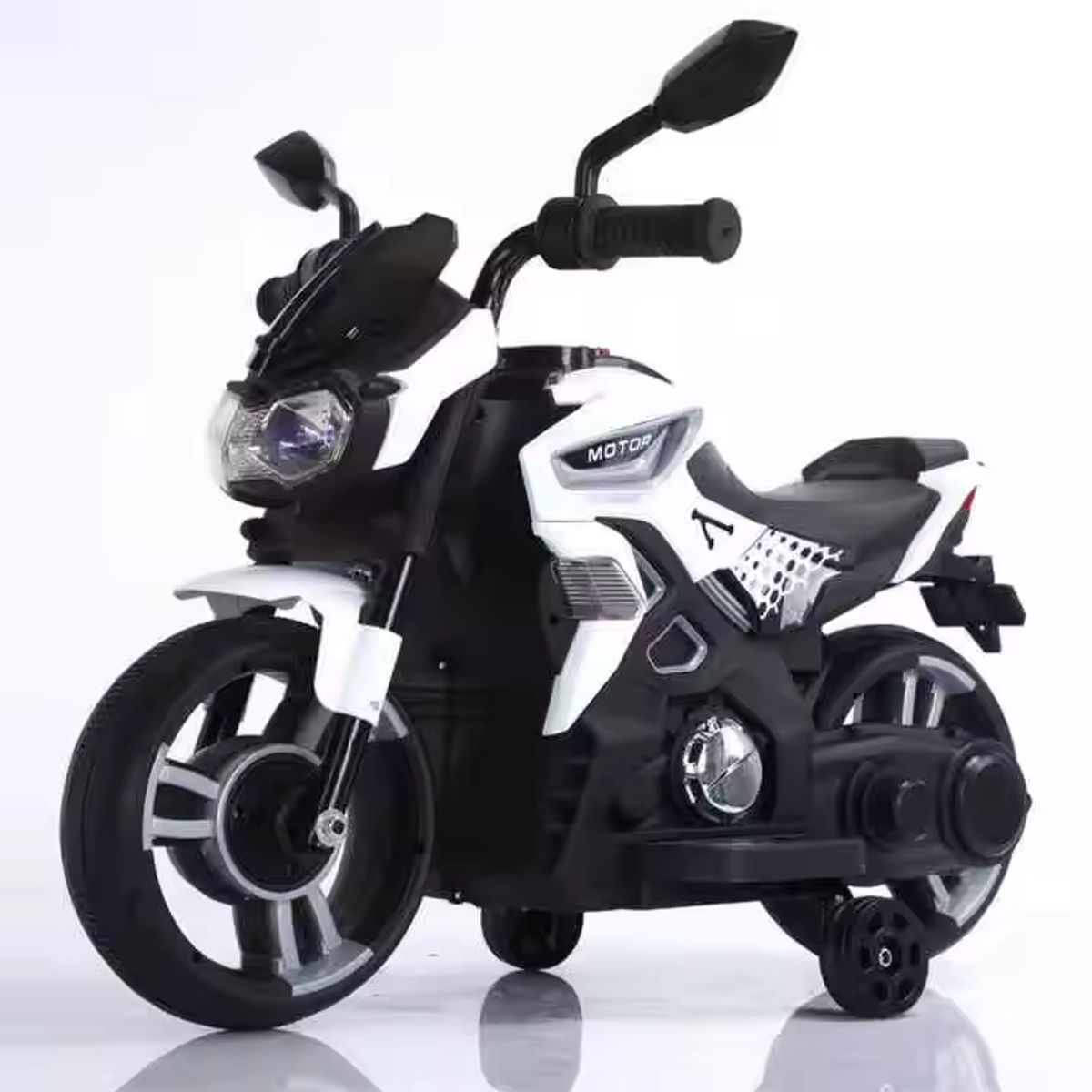 CASA BELLA - Moto Eléctrica pequeña para Niños BLANCA  – 6V 1 Motor + Música y MP3