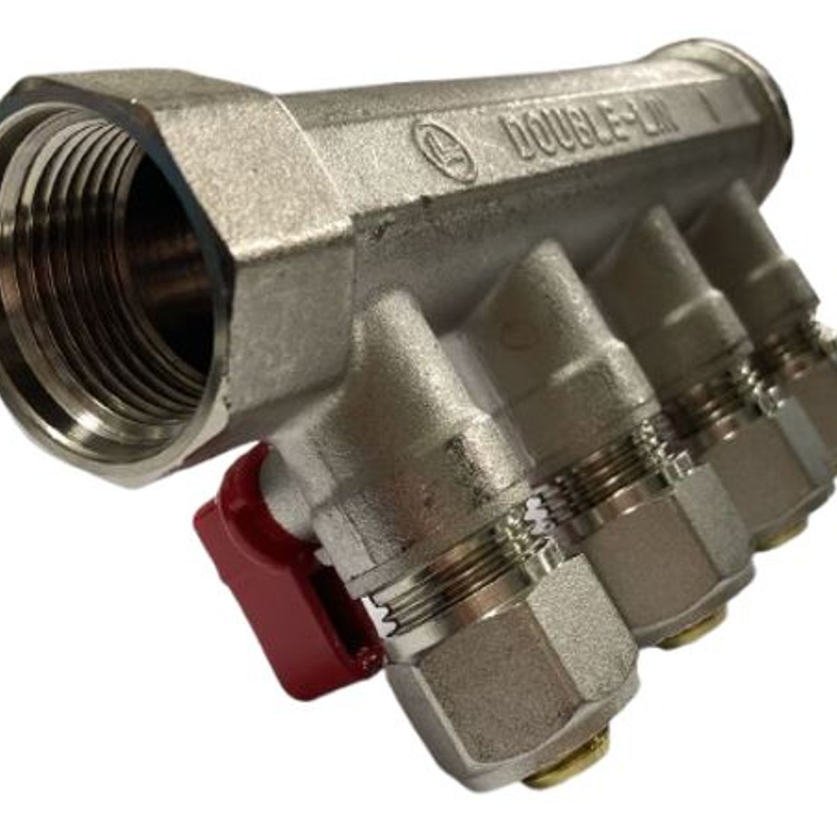 GENERICO - MANIFOLD PARA AGUA 1 PULGADA 16 MM PEX MANILLA ROJA 4VIAS