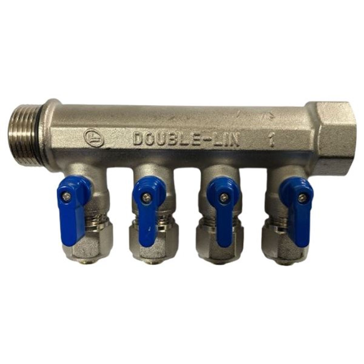 GENERICO - MANIFOLD PARA AGUA 1 PULGADA 16 MM PEX MANILLA AZUL 4VIAS