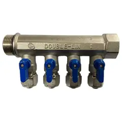 GENERICO - MANIFOLD PARA AGUA 1 PULGADA 16 MM PEX MANILLA AZUL 4VIAS