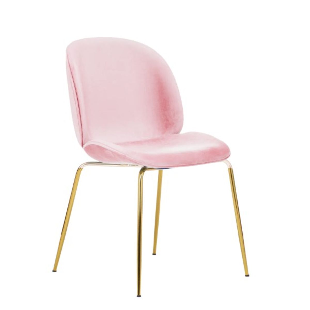 HABITA2 CHILE - Silla Comedor Felpa Berlin con patas Doradas - Rosado