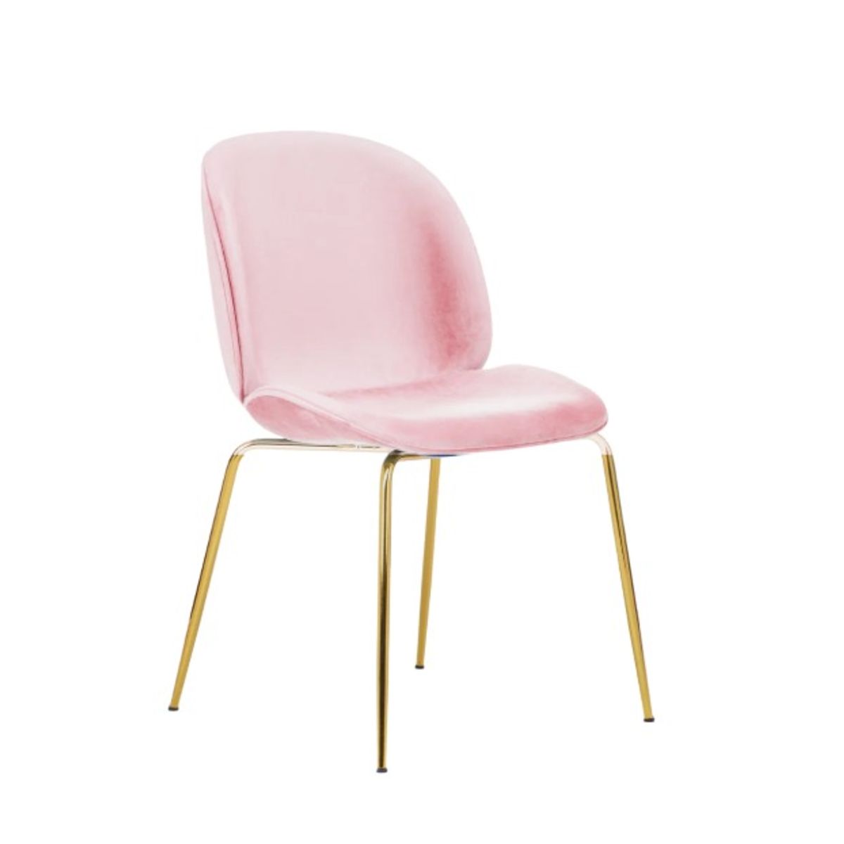 HABITA2 CHILE - Silla Comedor Felpa Berlin con patas Doradas - Rosado