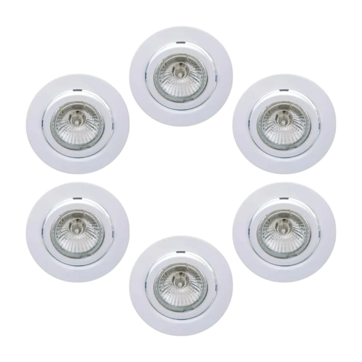 WANT - 6 Focos Base Gu10 Basculante Blanco Luz Fría