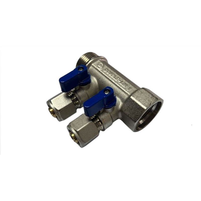GENERICO - MANIFOLD PARA AGUA 1 PULGADA 16 MM PEX MANILLA AZUL 2VIAS