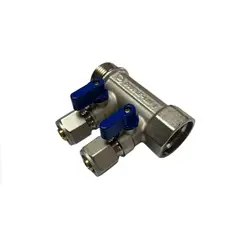 GENERICO - MANIFOLD PARA AGUA 1 PULGADA 16 MM PEX MANILLA AZUL 2VIAS