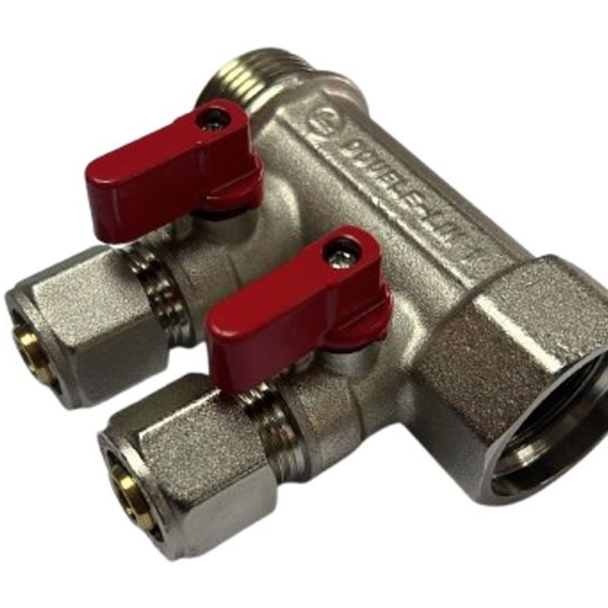 GENERICO - MANIFOLD PARA AGUA 1 PULGADA 16 MM PEX MANILLA ROJA 2VIAS