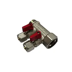 GENERICO - MANIFOLD PARA AGUA 1 PULGADA 16 MM PEX MANILLA ROJA 2VIAS