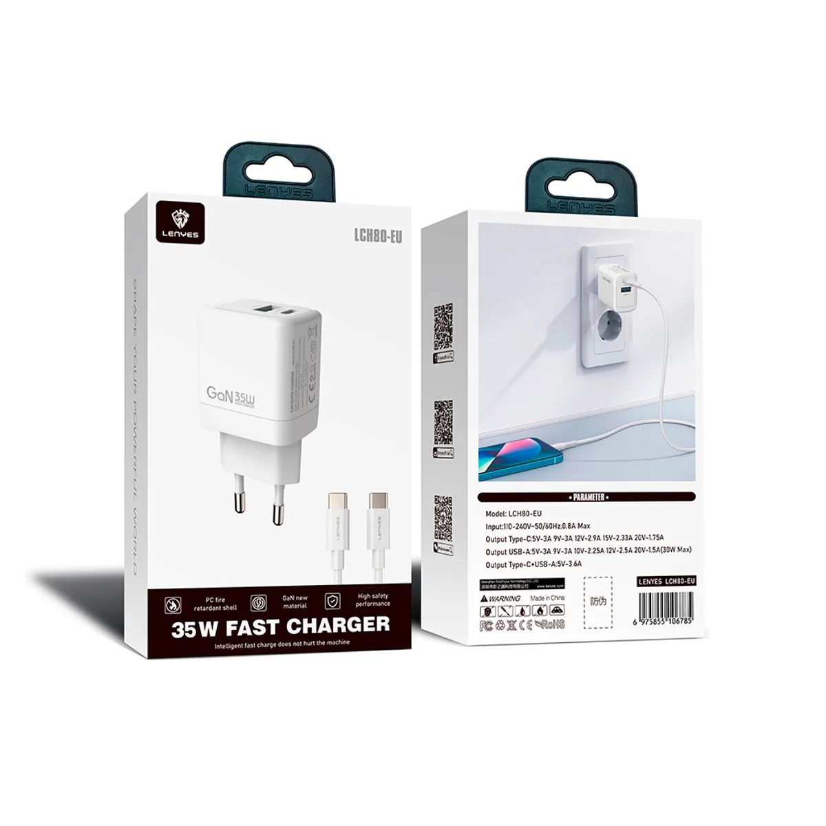 LENYES - Cargador Lenyes LCH80EUTC TC a TC 35W