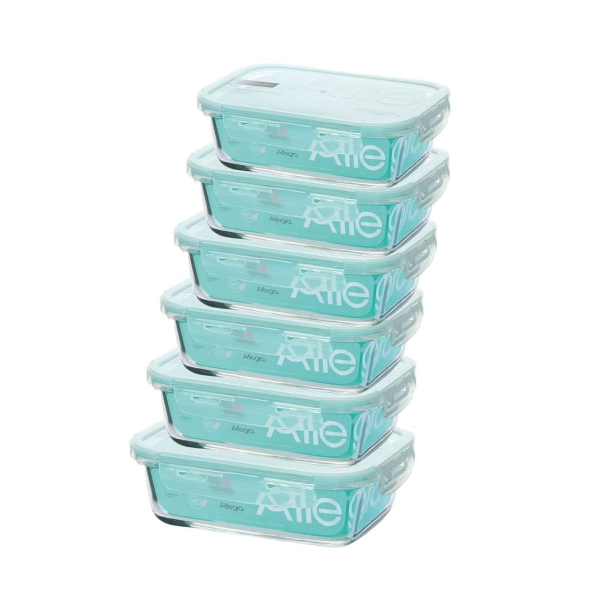 ALLEGRA - Set 6 Contenedores Hermetico Rectangular 750mL Allegra