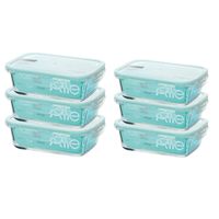 Set 6 Contenedores Hermeticos Vidrio Rectangular