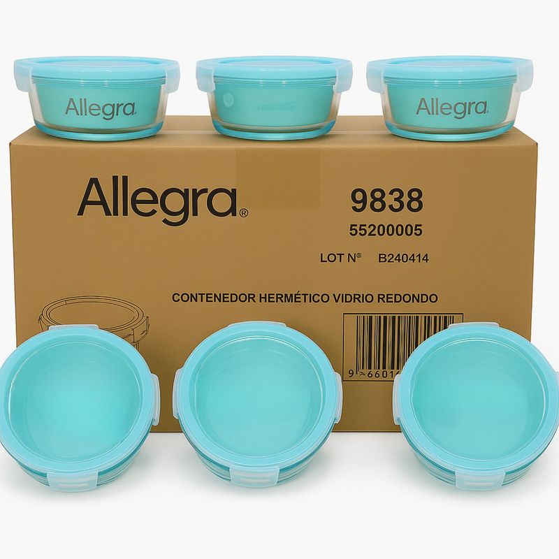 ALLEGRA - Set 24 Contenedores Hermetico Vidrio Redondo 720mL Allegra