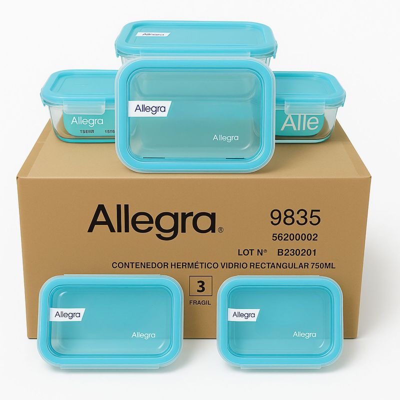 ALLEGRA - Set 24 Contenedores Hermetico Rectangular 750mL Allegra