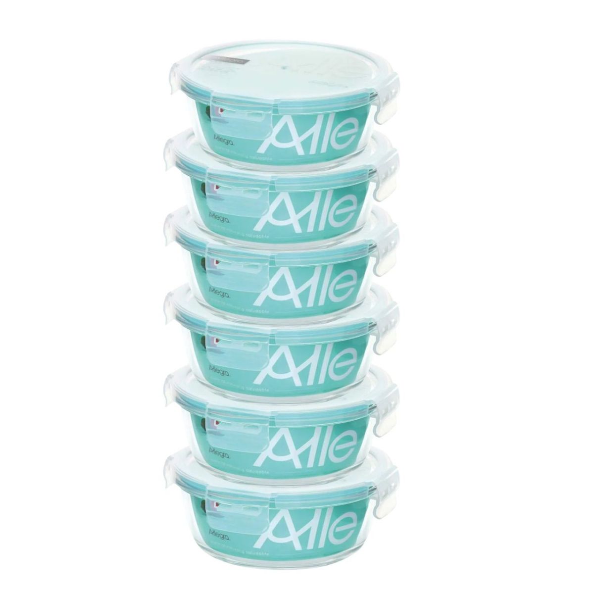 ALLEGRA - Set 6 Contenedores Hermetico Vidrio Redondo 720mL Allegra