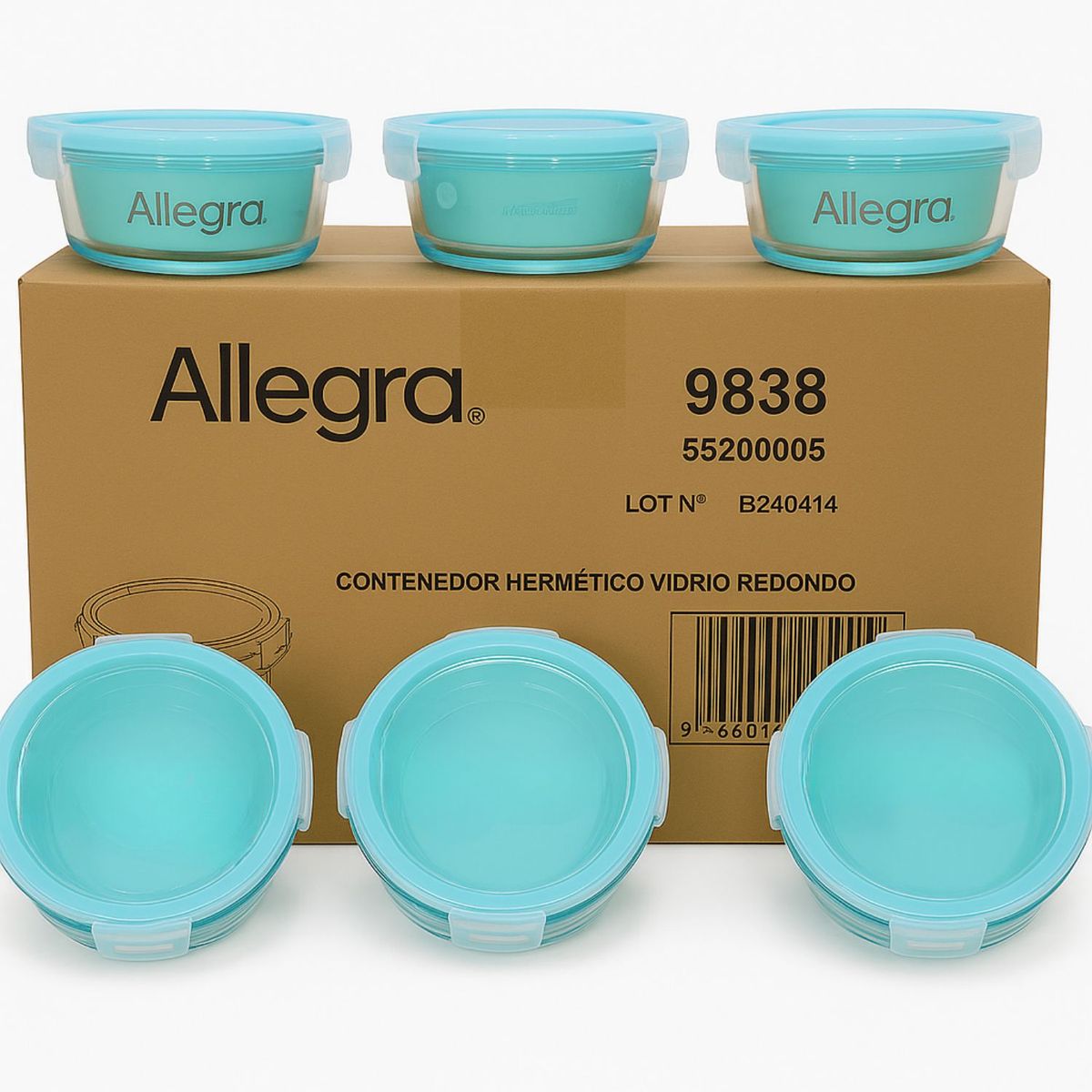 ALLEGRA - Set 24 Contenedores Hermetico Vidrio Redondo 720mL Allegra