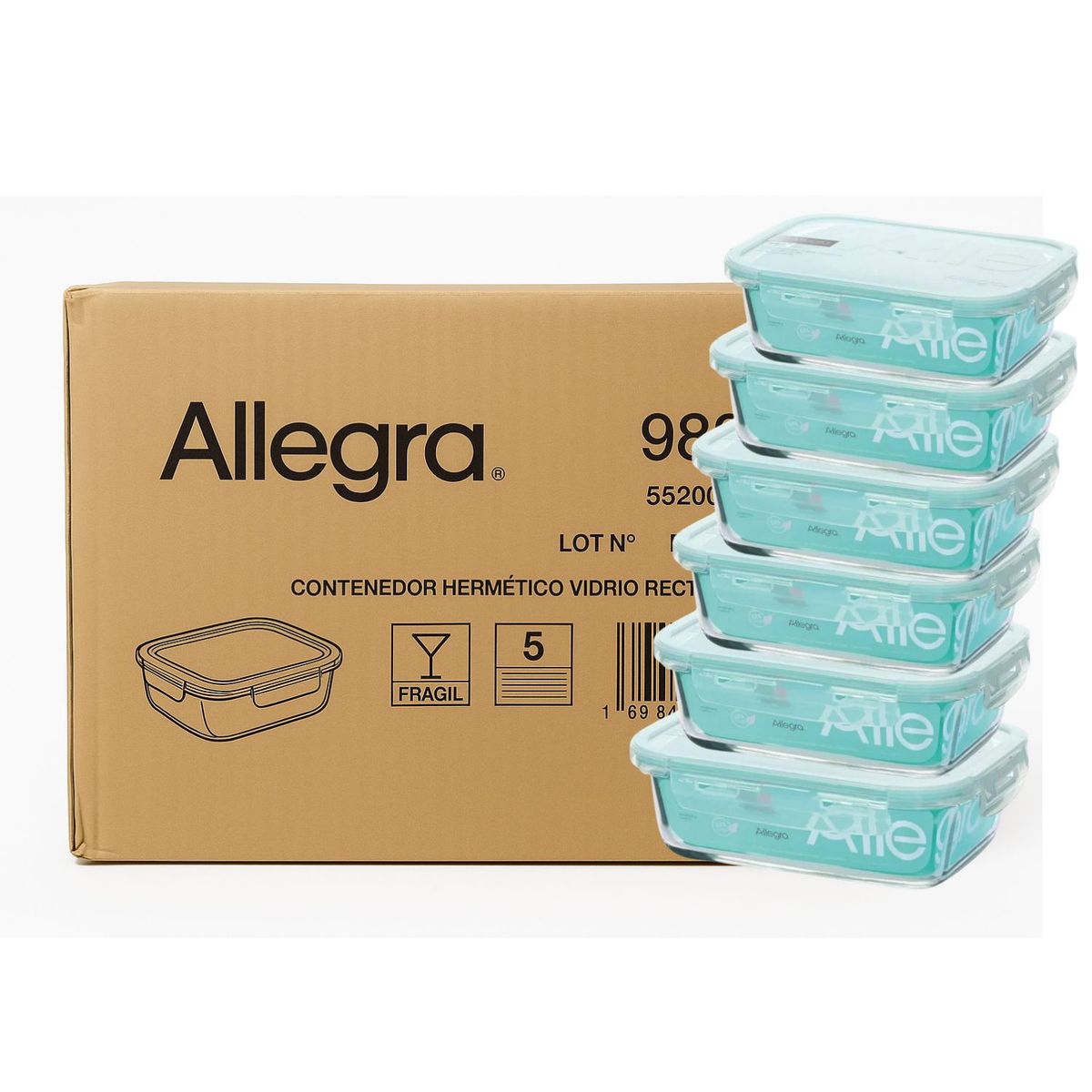 ALLEGRA - Set 48 Contenedores Hermetico Rectangular 420mL Allegra