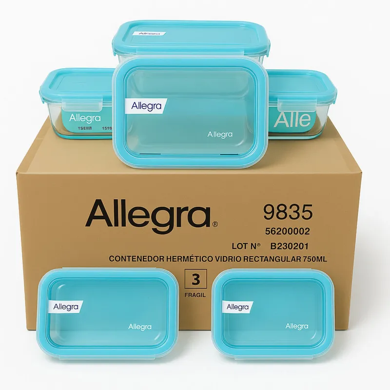 ALLEGRA - Set 24 Contenedores Hermetico Rectangular 750mL Allegra