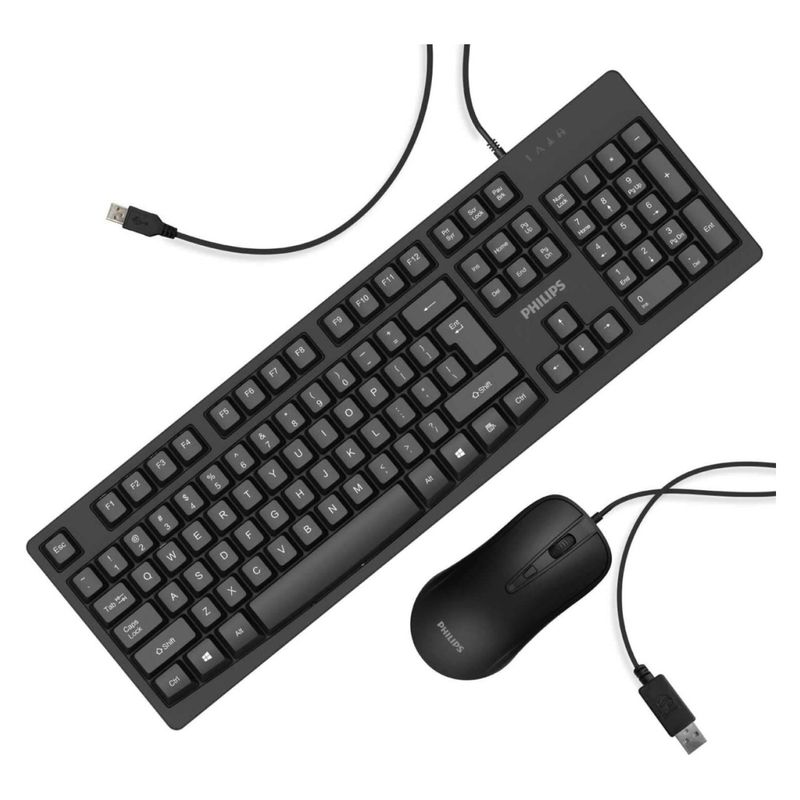 PHILIPS - Kit Teclado y Mouse Alámbrico Philips C214 Español