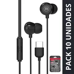 MAXELL - Pack 10 Audífonos In-bax Con Micrófono In Ear Tipo C Negro