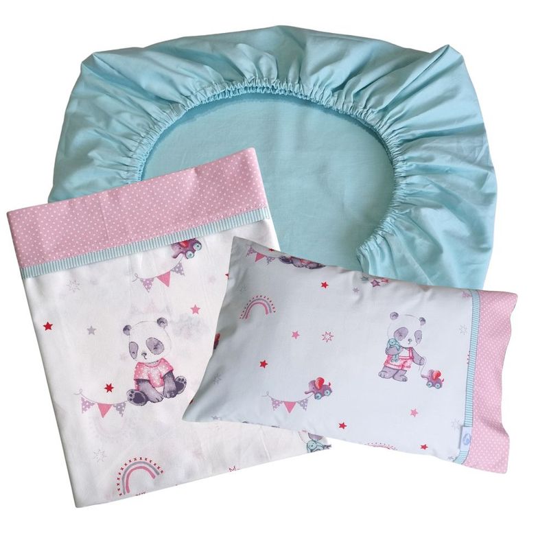 GENERICO - Set Para Colecho Bebé 3 Piezas Tiernos Ositos Panda Rosa