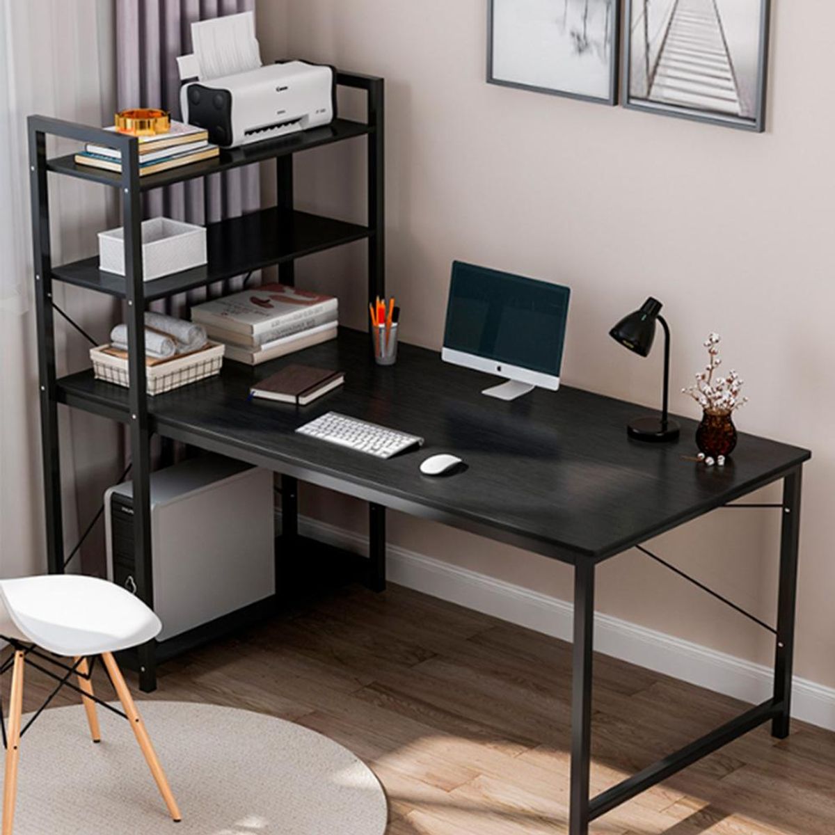 DETODOYMAS - Escritorio H oficina 120x60x70cm Chic Home - Negro