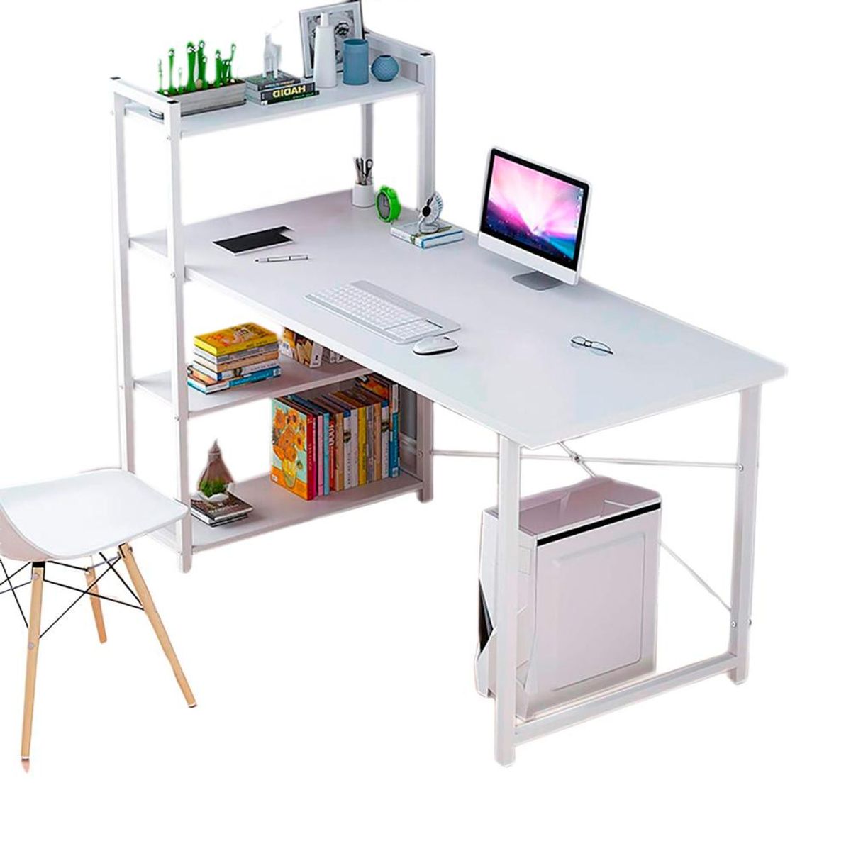 DETODOYMAS - Escritorio H oficina 120x60x70cm Chic Home - Blanco