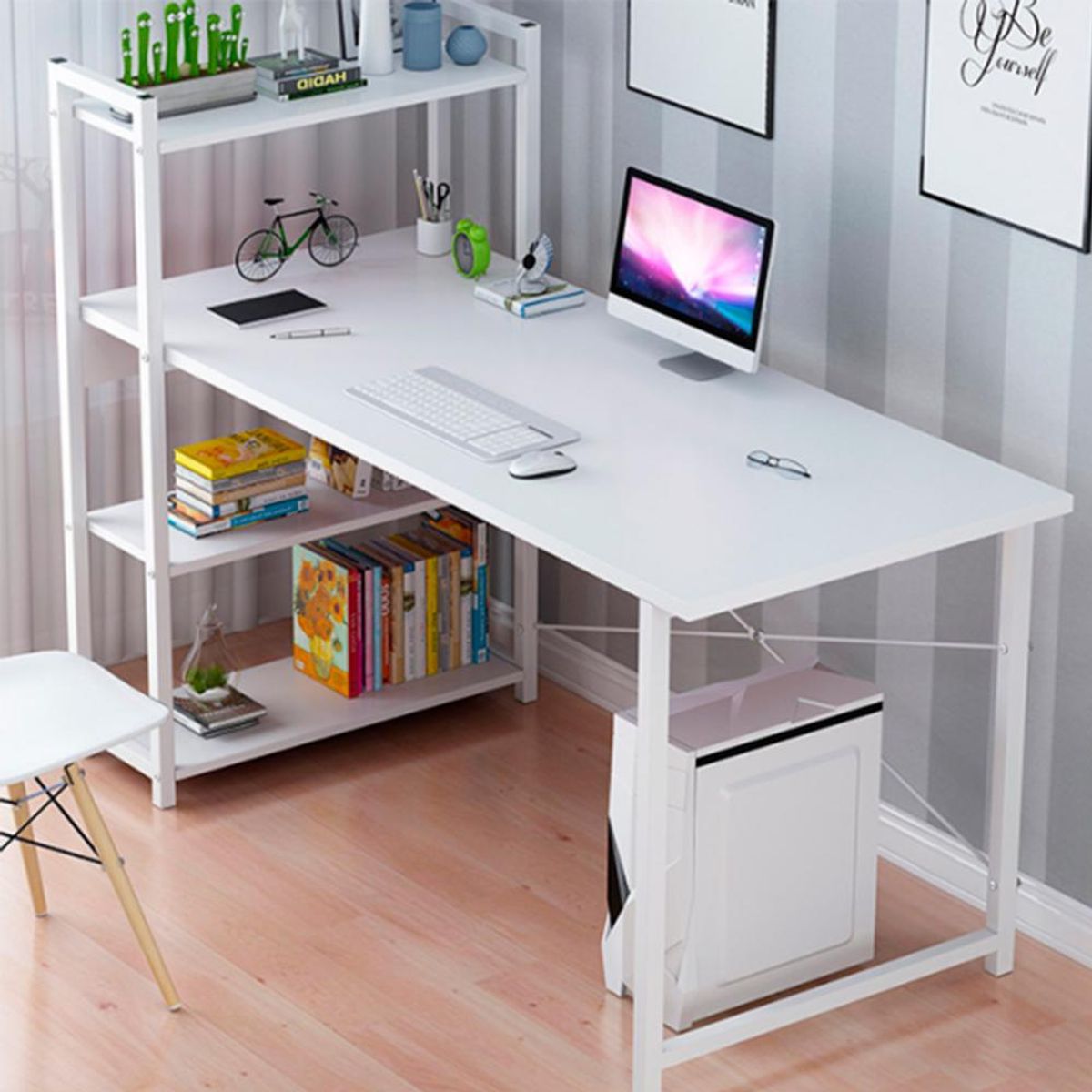 DETODOYMAS - Escritorio H oficina 120x60x70cm Chic Home - Blanco