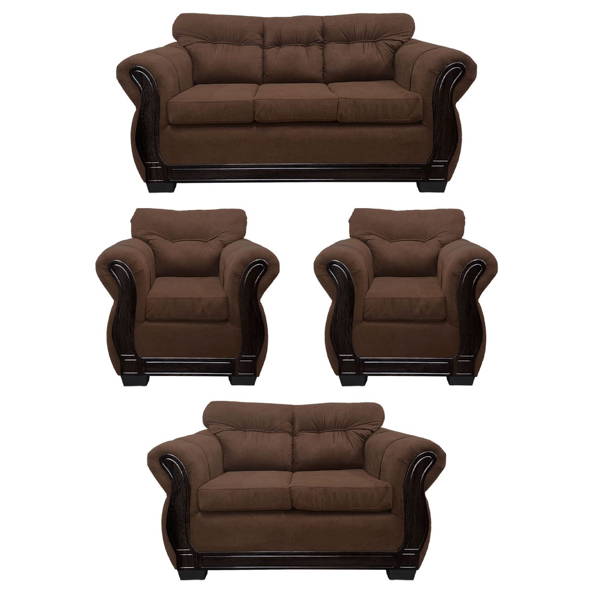 AMERICA DECORA - Living Con Respaldo Confortable 7 Cuerpos Taurus 3+2+1+1 Chenille X