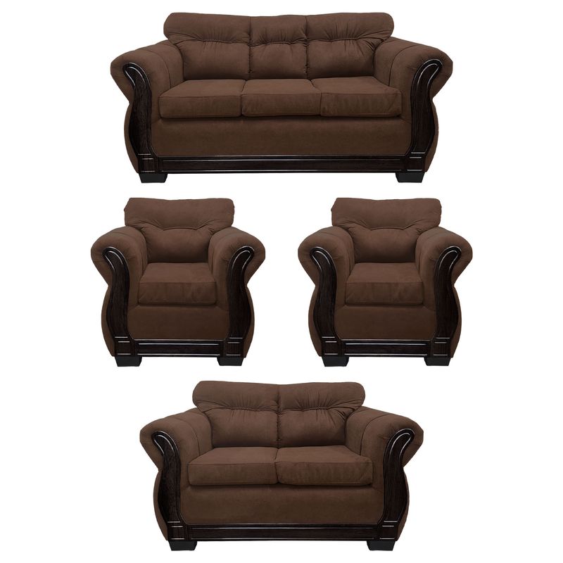 AMERICA DECORA - Living Con Respaldo Confortable 7 Personas Taurus 3+2+1+1 Chenille X