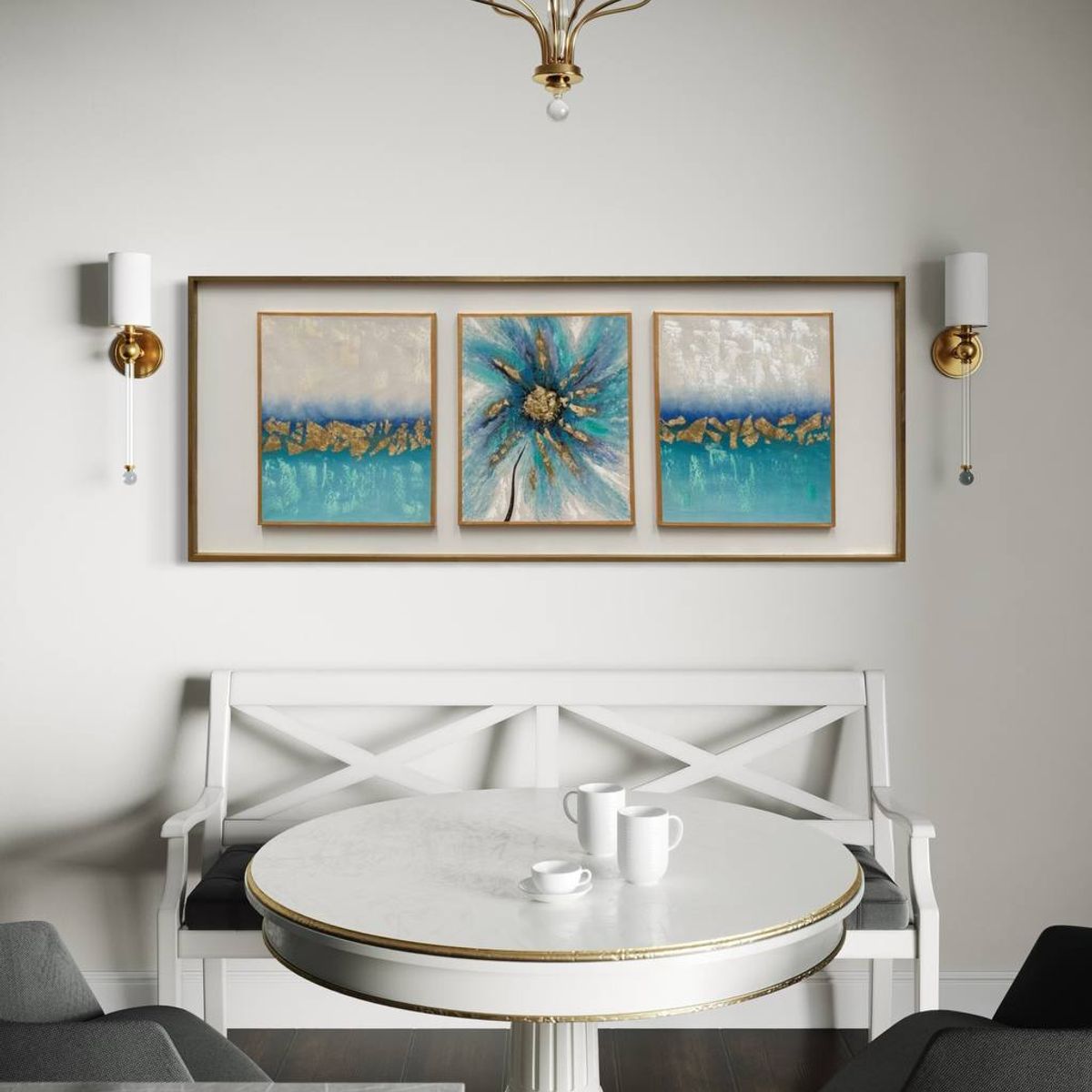 DEKAM DISEÑO - CUADRO TRIPTICO FLOR TAMAÑO XL 105X82 CMS