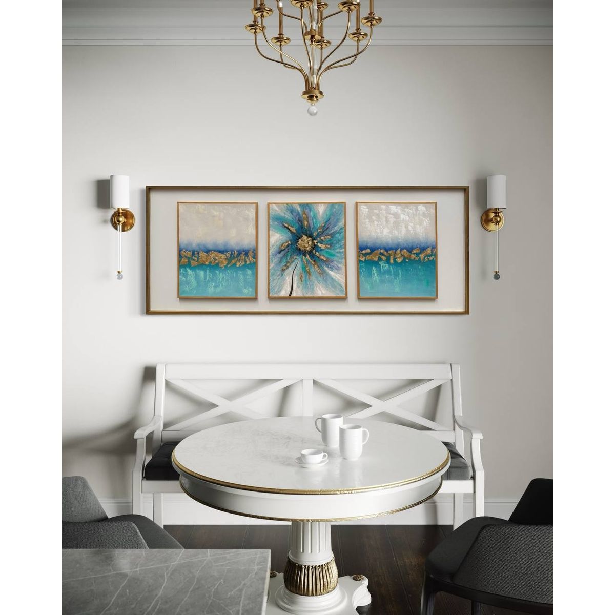 DEKAM DISEÑO - CUADRO TRIPTICO FLOR TAMAÑO XL 105X82 CMS