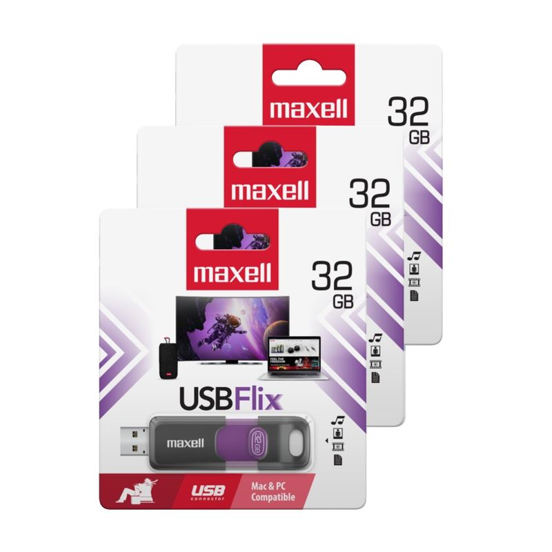 MAXELL - Pack 3 Pendrive Maxell Flix 32gb 2.0