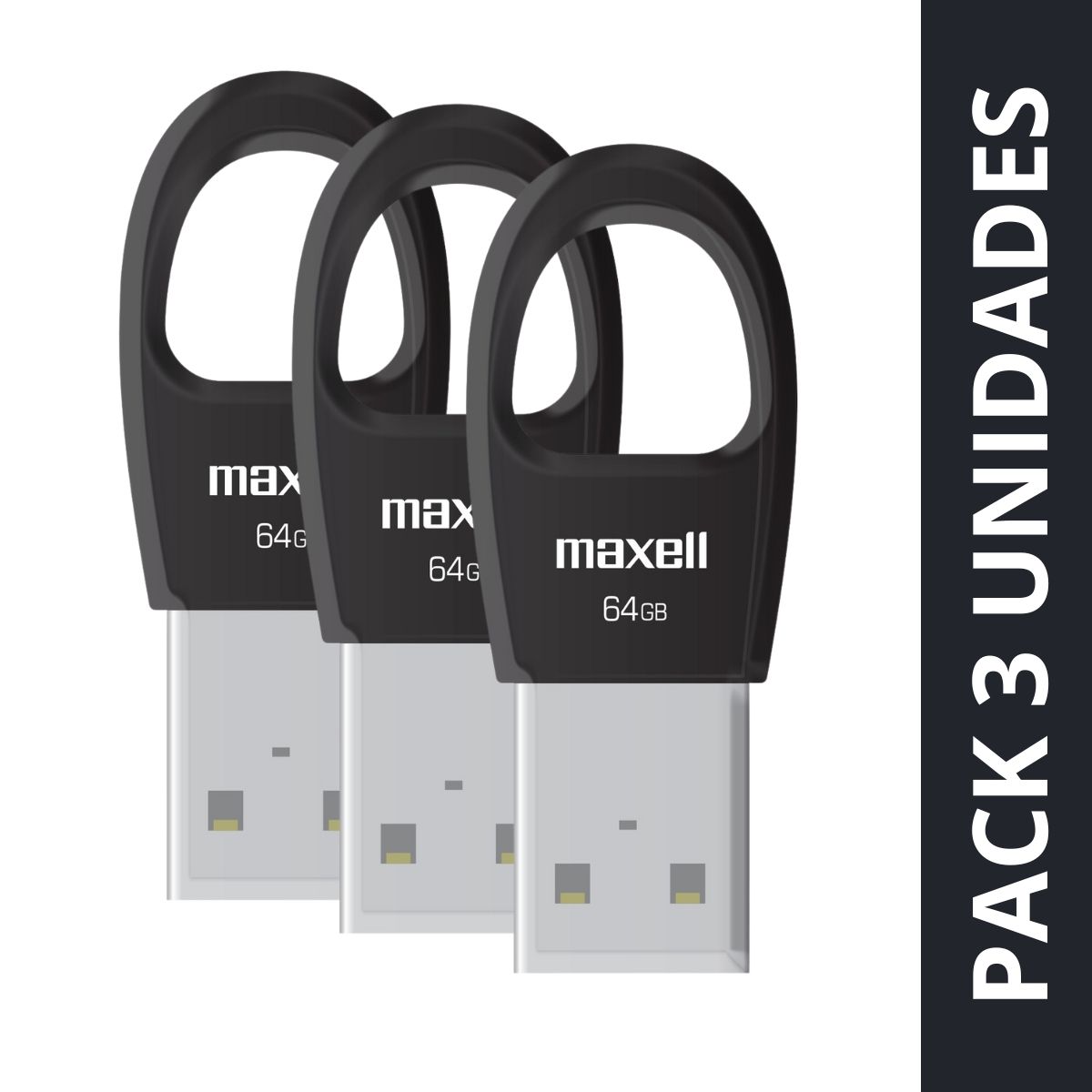 MAXELL - Pack 3 Pendrive Maxell Key 64gb Usb 2.0 Negro