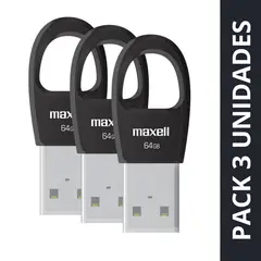 MAXELL - Pack 3 Pendrive Key 64gb Usb 2.0 Negro