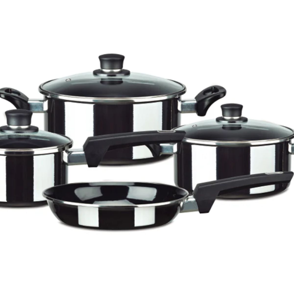 DORAL - Batería De Cocina Doral Nápoles 7 Piezas Acero Vitrificado Negro