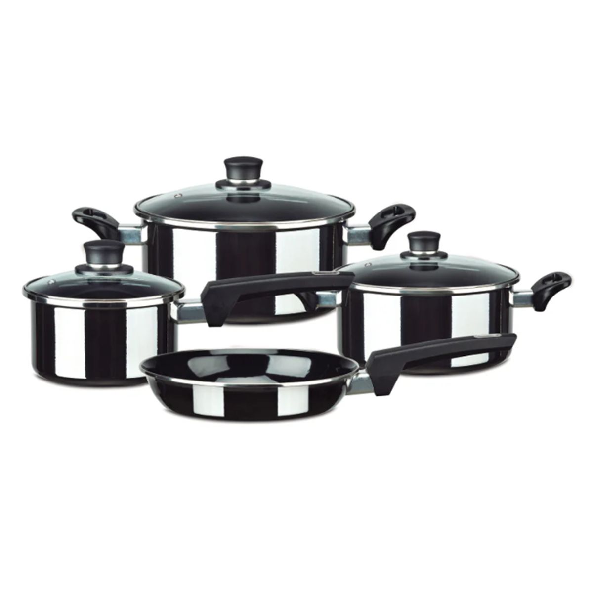 DORAL - Batería De Cocina Doral Nápoles 7 Piezas Acero Vitrificado Negro