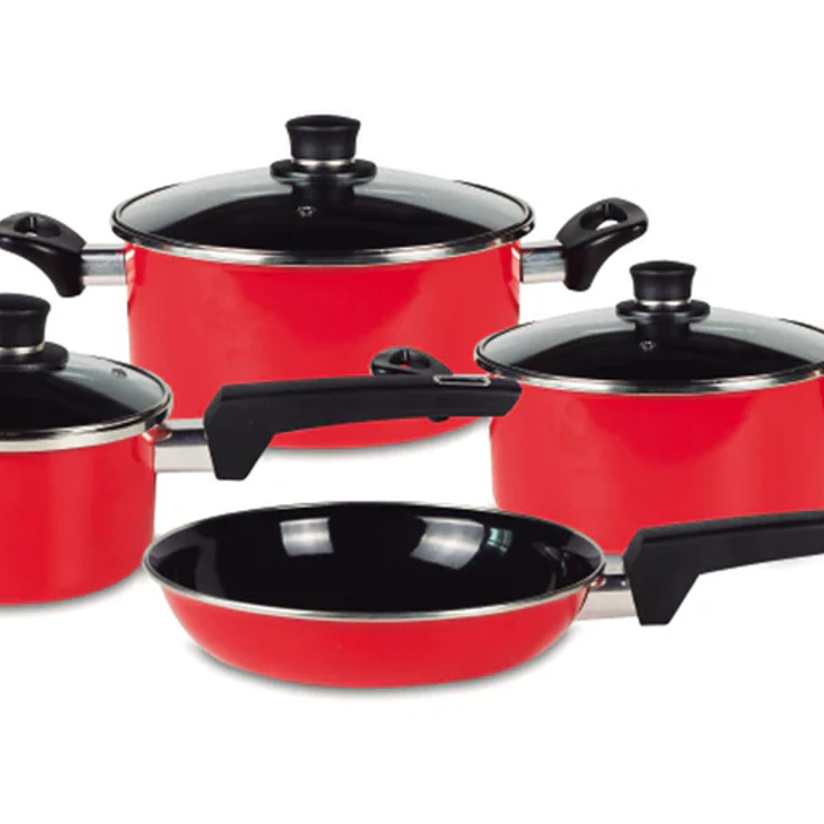 DORAL - Batería De Cocina Doral Nápoles 7 Piezas Acero Vitrificado Rojo