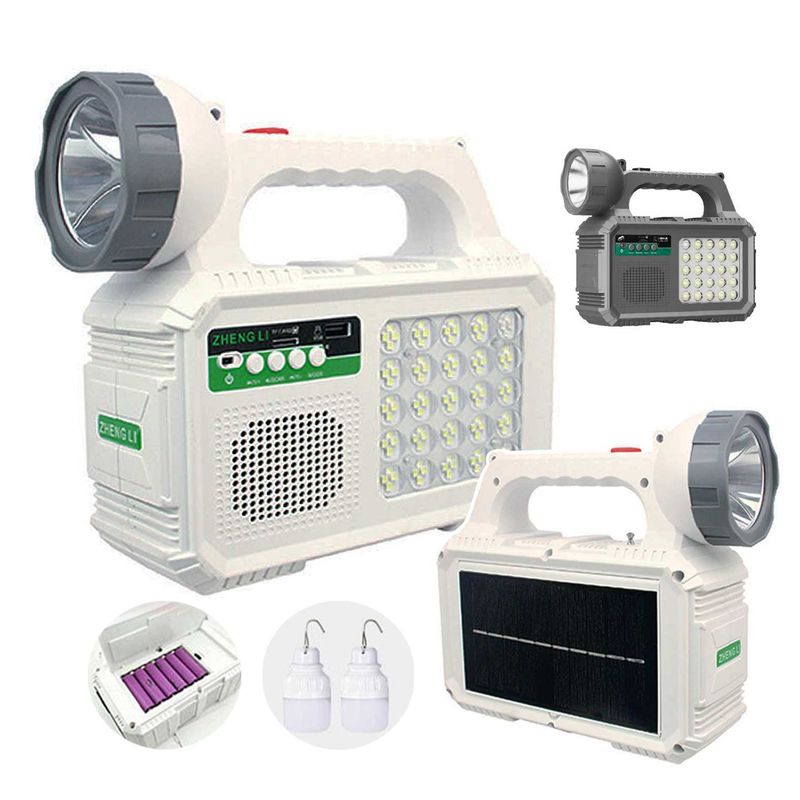 GENERICO - Kit Solar Recargable Con Linterna Radio Y Ampolletas
