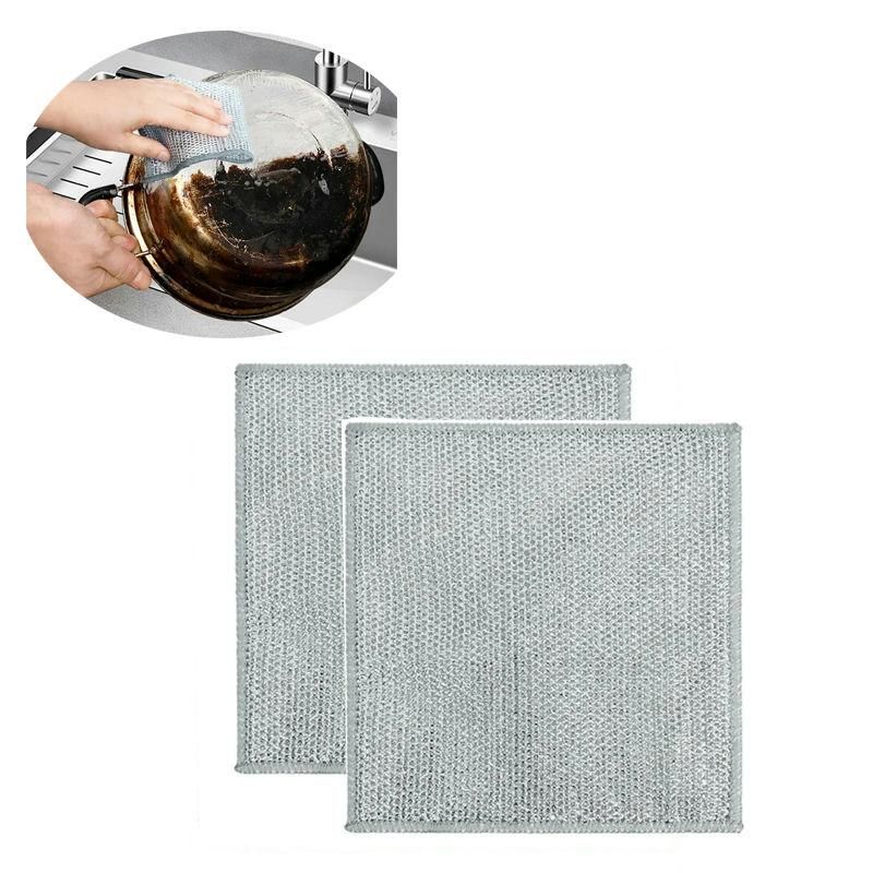 GENERICO - Pack 2 Paño Fibra Metálica Reusable  Limpieza Cocina 30x30cm