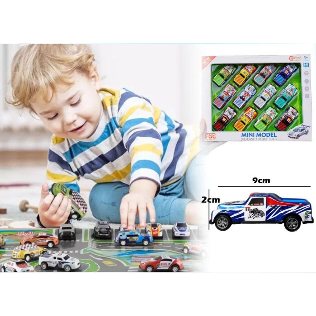 GENERICO - Set 12 Carros De Juguetes Multicolor